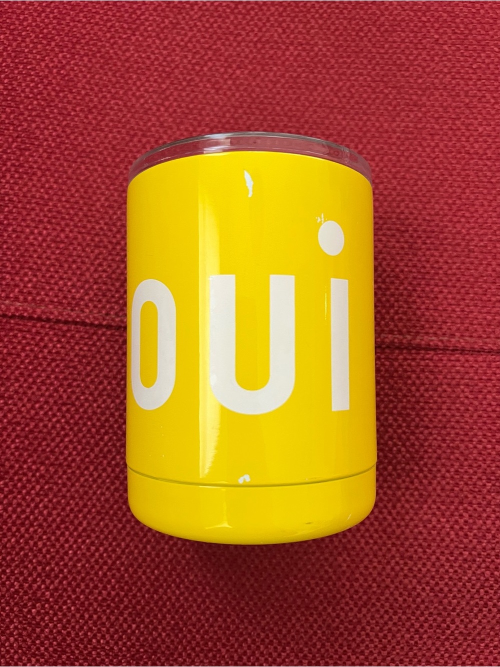 CLARE V. Oui Logo Yellow Insulated 10 oz Coffee Tumbler Drink-Through Lid